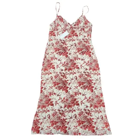 NWT Reformation Fawn Dress Toile De Jouy Red Size 10
